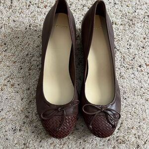 Cole Haan Brown Woven-Toe Ballet Wedges with Bow and Nike Air sole